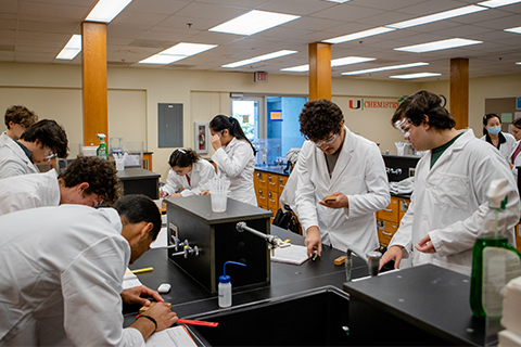 Students in chemistry lab.